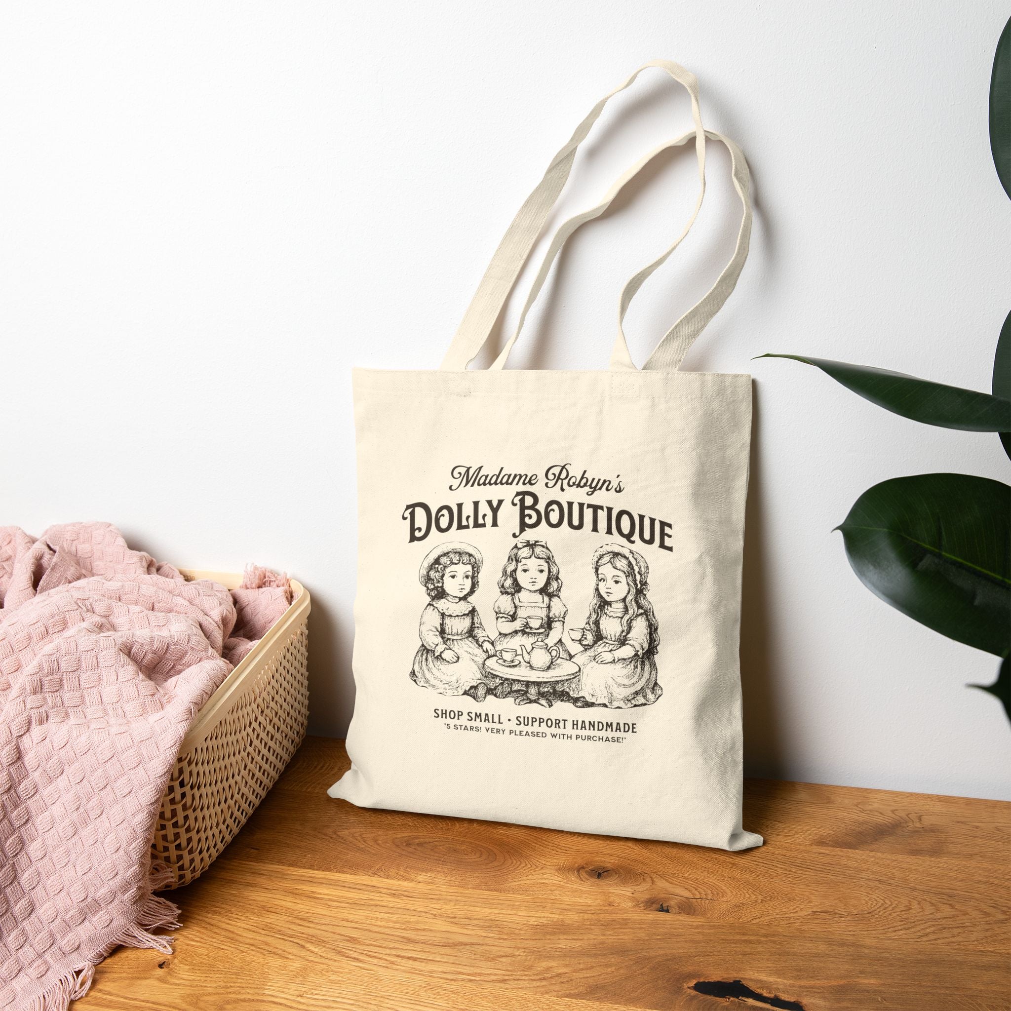 "Madame Robyn's Dolly Boutique" - Cotton Canvas Tote Bag
