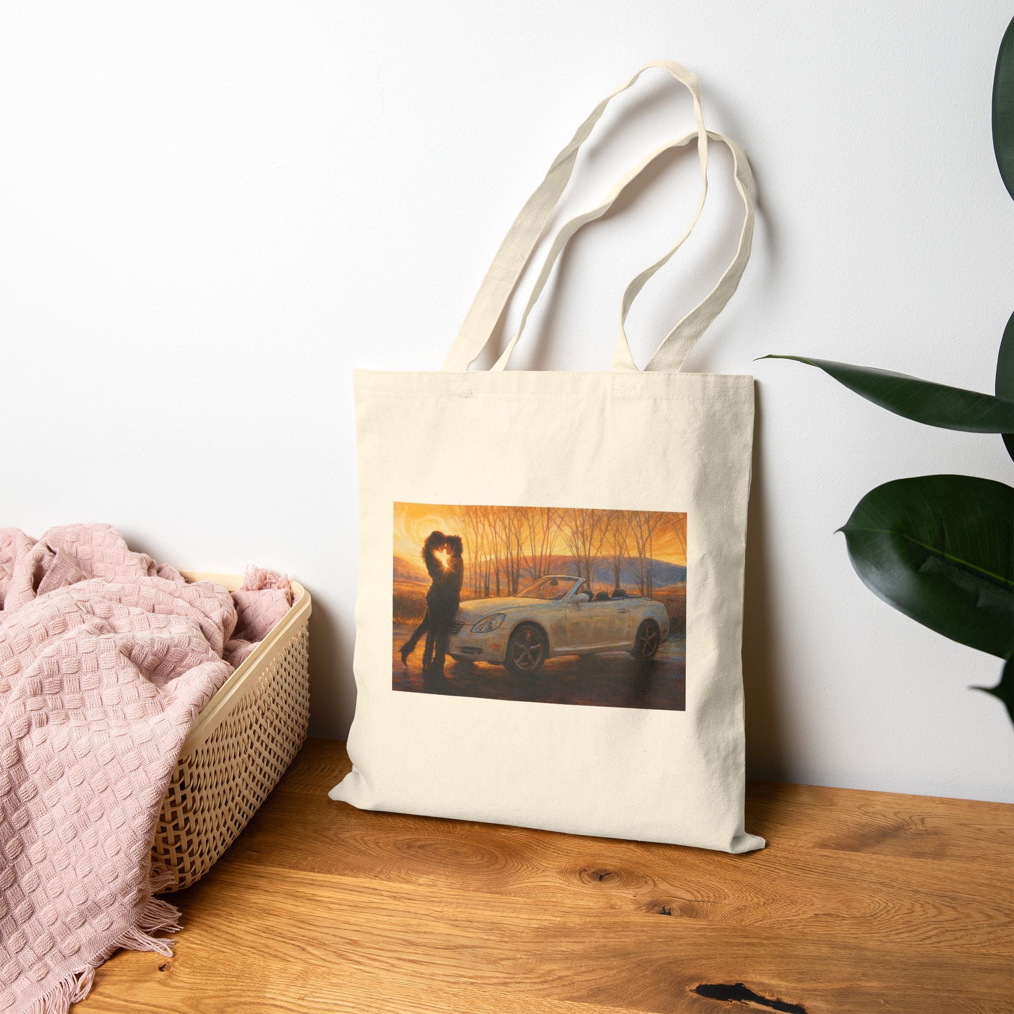 "Soul Mates" feat. The Fanning's Little White Sports Car - Cotton Canvas Tote Bag