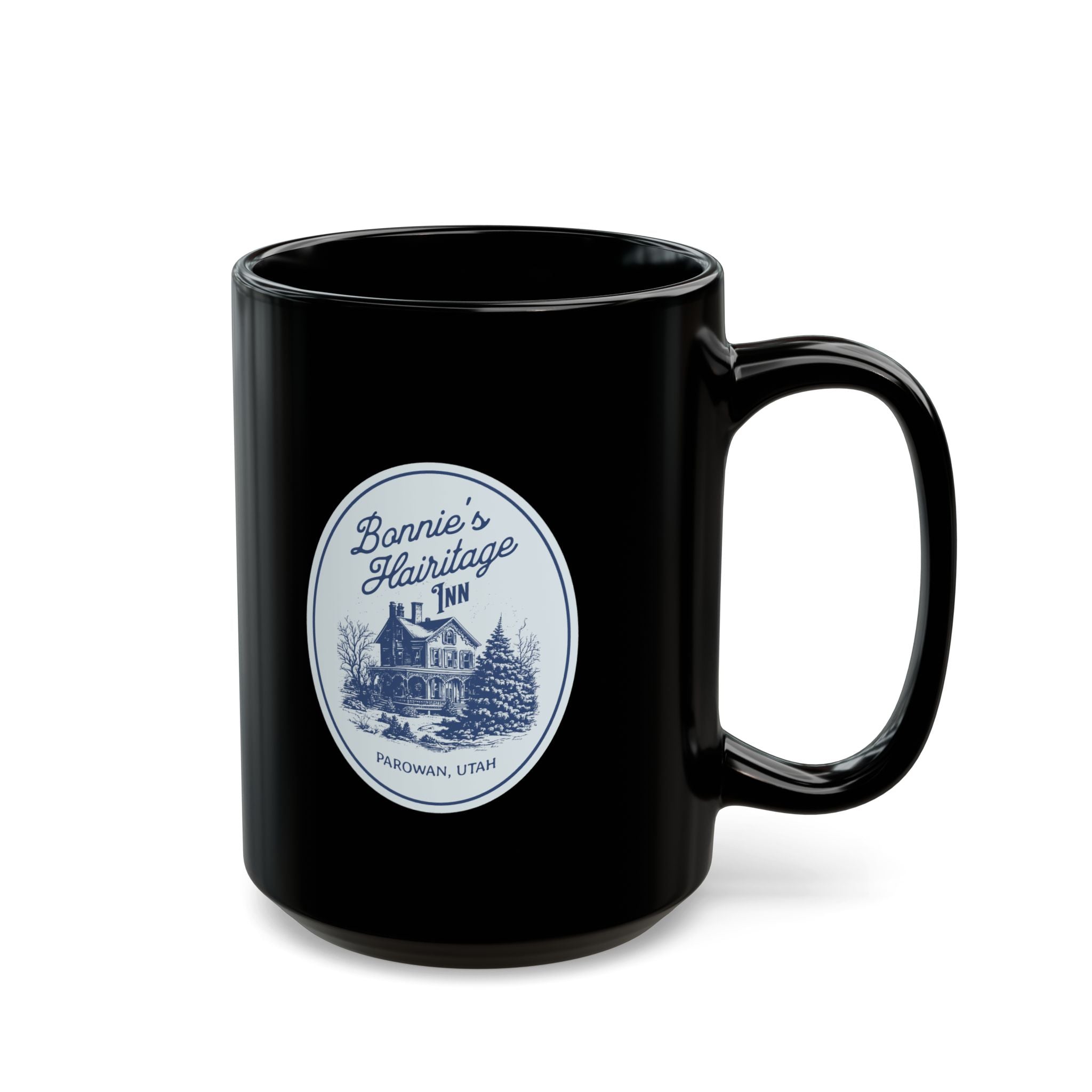 "Bonnie's Hairitage Inn" Black Coffee Mug