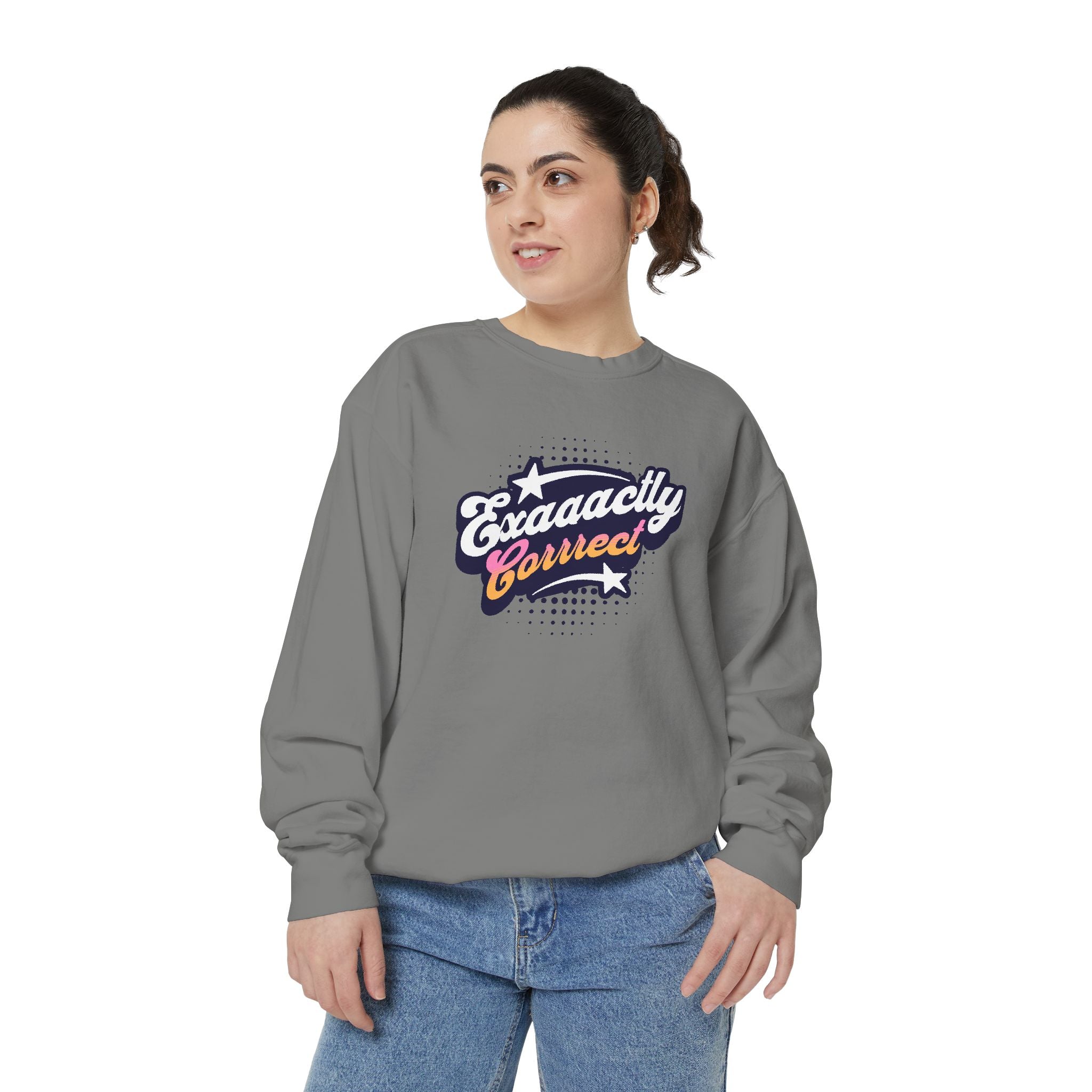 "Exaaactly Corrrect!" Cozy Unisex Crewneck