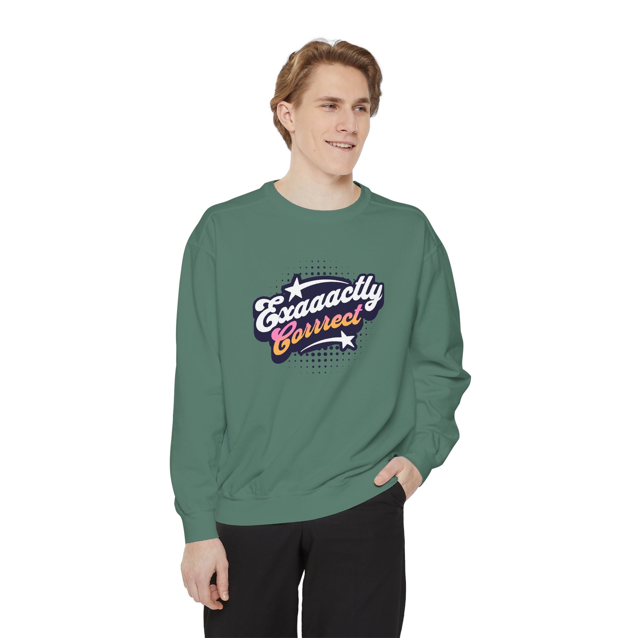 "Exaaactly Corrrect!" Cozy Unisex Crewneck