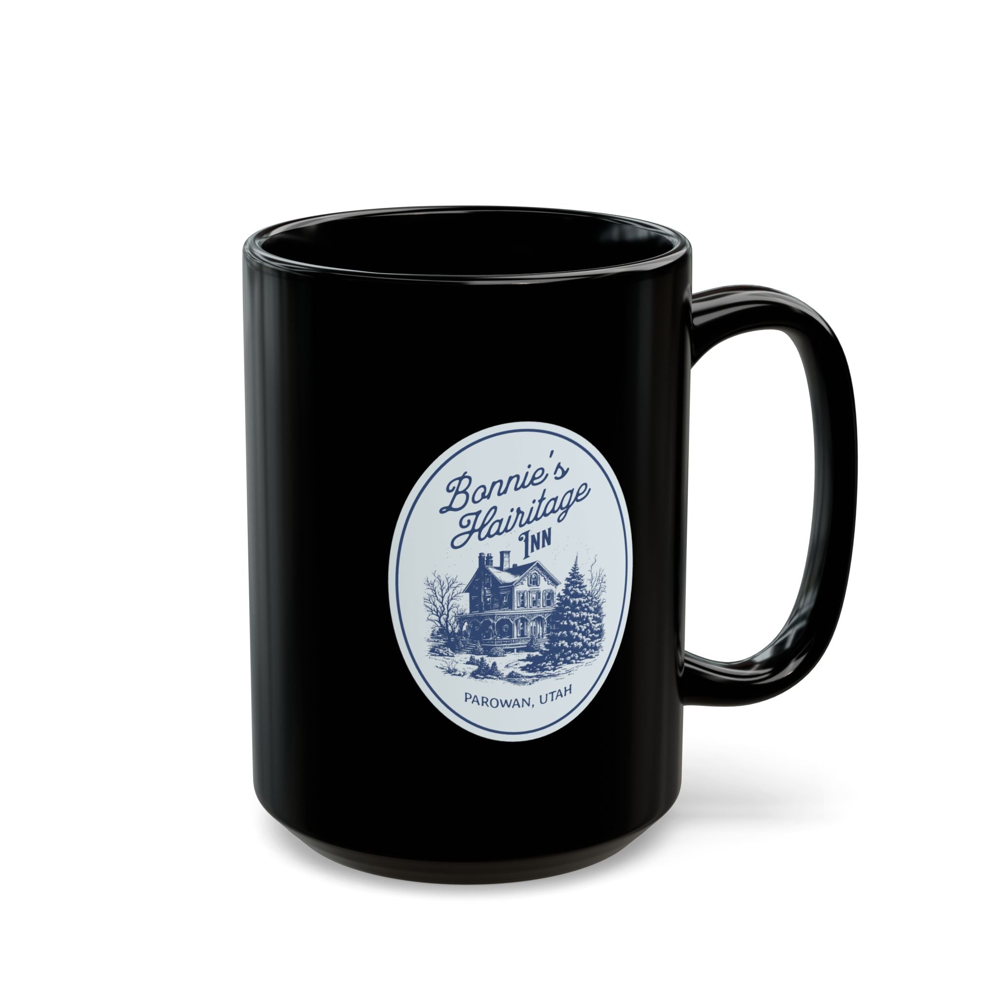 "Bonnie's Hairitage Inn" Black Coffee Mug
