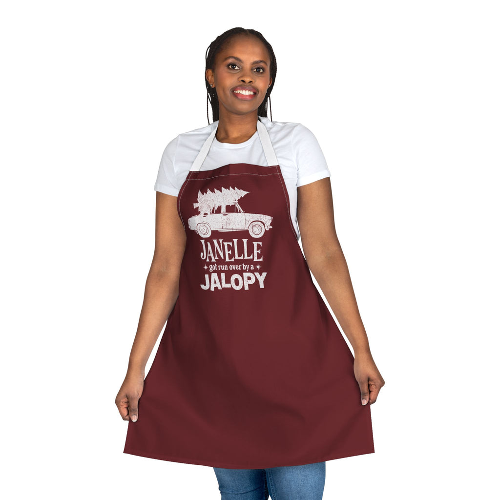 "Janelle Got Ran Over by a Jalopy" — Holiday Kitchen Apron
