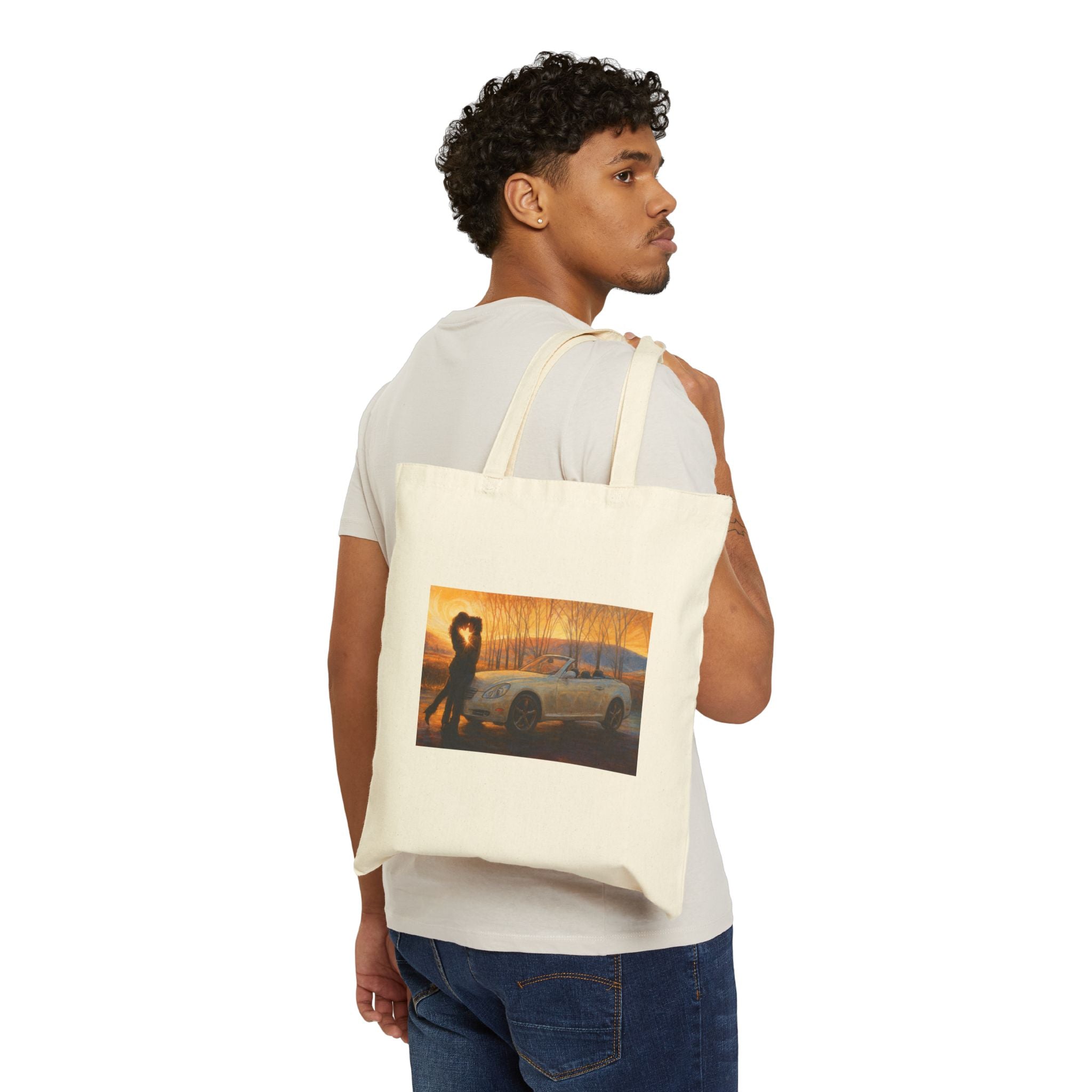 "Soul Mates" feat. The Fanning's Little White Sports Car - Cotton Canvas Tote Bag