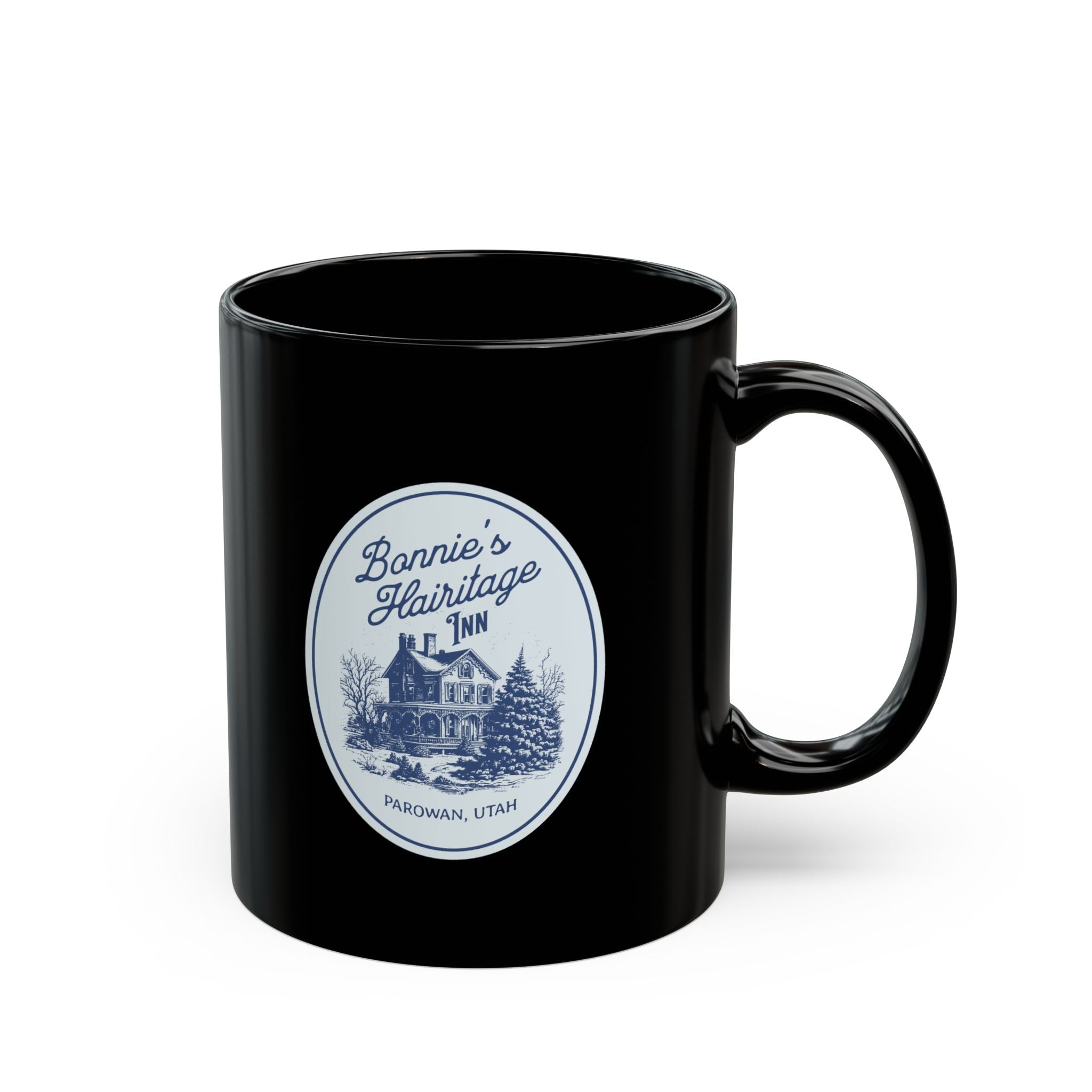 "Bonnie's Hairitage Inn" Black Coffee Mug