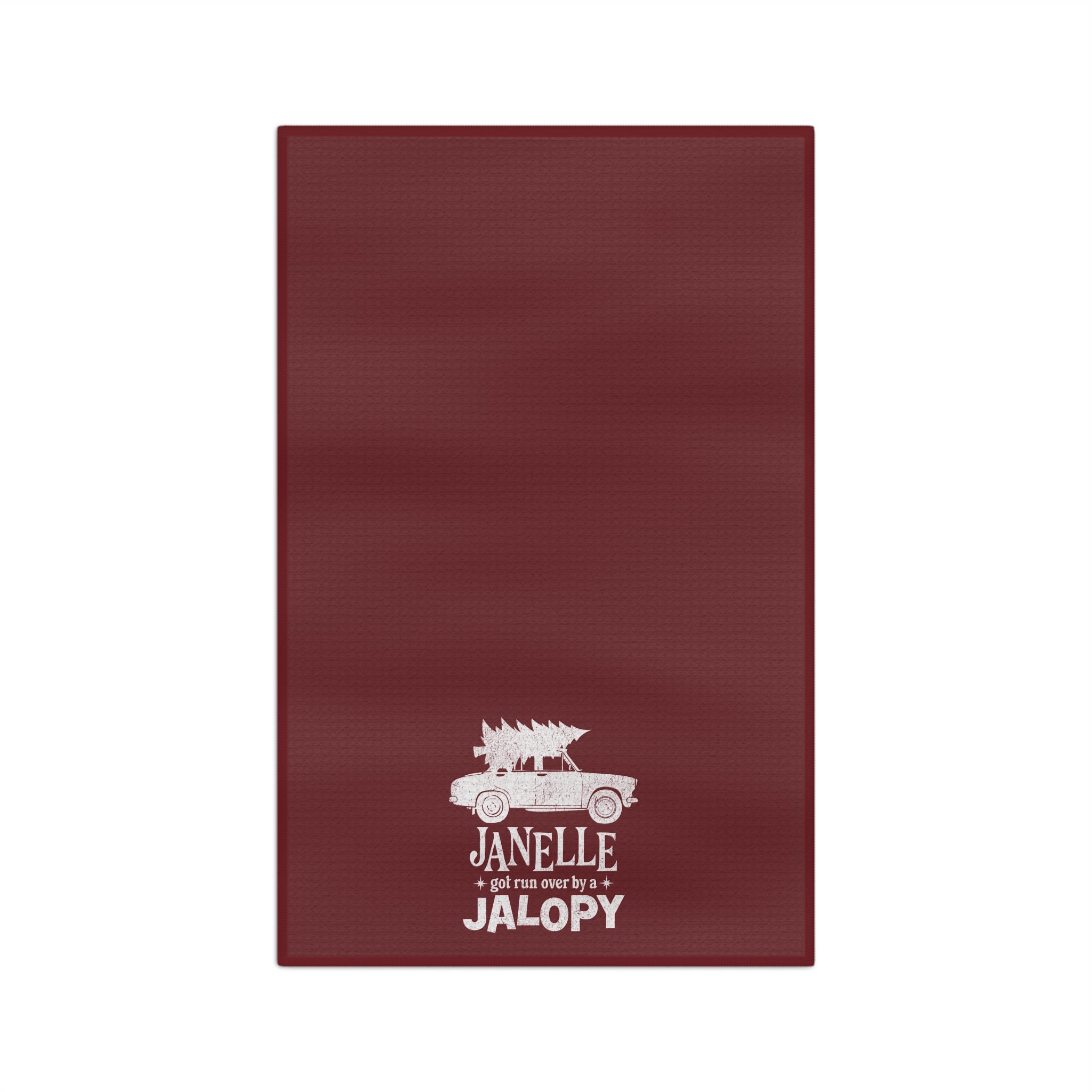 "Janelle Got Run Over by a Jalopy" - Microfiber Kitchen Towel